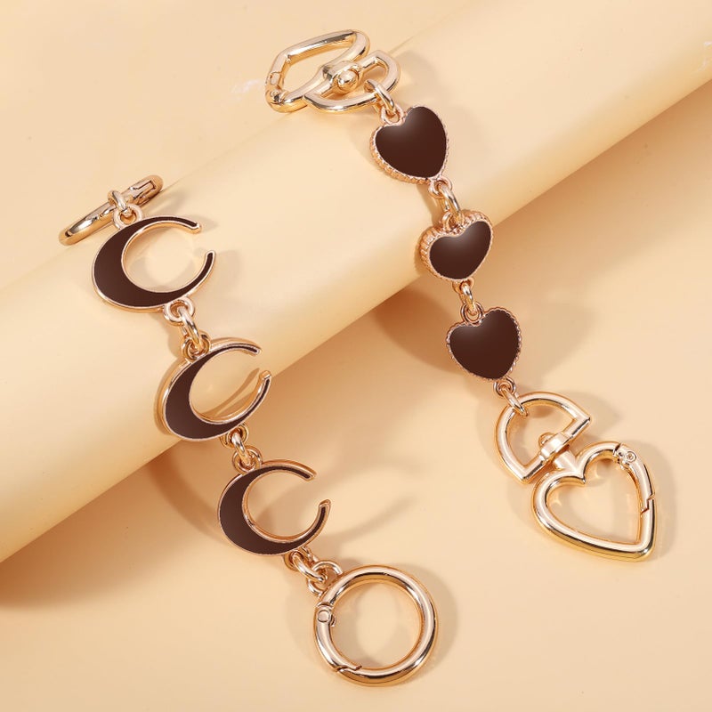 Tmtains 2Pcs Bag Extender Chain Heart Moon Purse Strap Extenders for Handbags Purse Extender Chain Gold Chain Purse Strap Replacement Brown Purse Accessories Bag Charms for Handbags Purse Christmas Gifts - Image 5