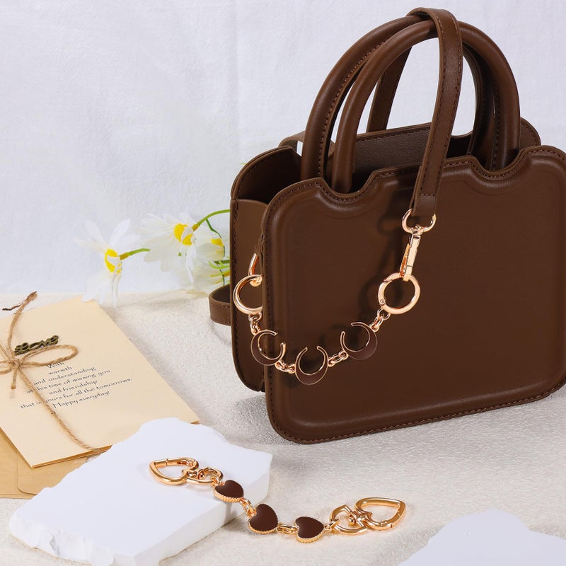 Tmtains 2Pcs Bag Extender Chain Heart Moon Purse Strap Extenders for Handbags Purse Extender Chain Gold Chain Purse Strap Replacement Brown Purse Accessories Bag Charms for Handbags Purse Christmas Gifts - Image 2