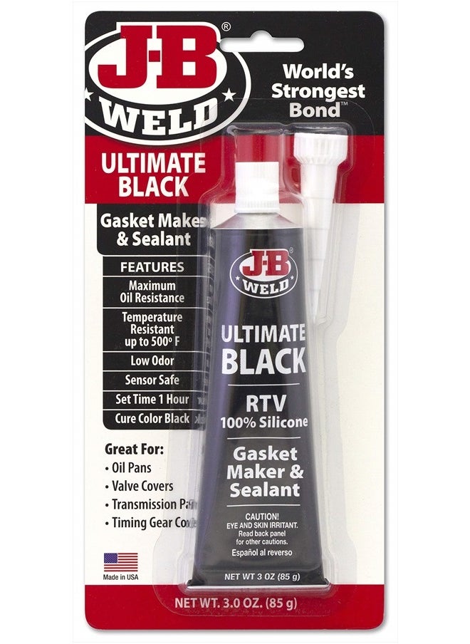 J-B WELD - 32329 Ultimate Black RTV Silicone Gasket Maker and Sealant - 3 oz. - Black - Image 1