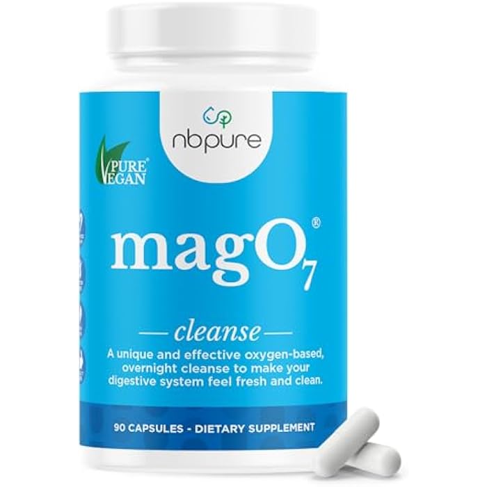 nbpure MagO7 - Natural Colon Cleanse & Detox | Occasional Constipation Relief, Stool Softening, & Bloating Support for Men & Women | Ozonated Magnesium Oxide, 90 Capsules - Image 1