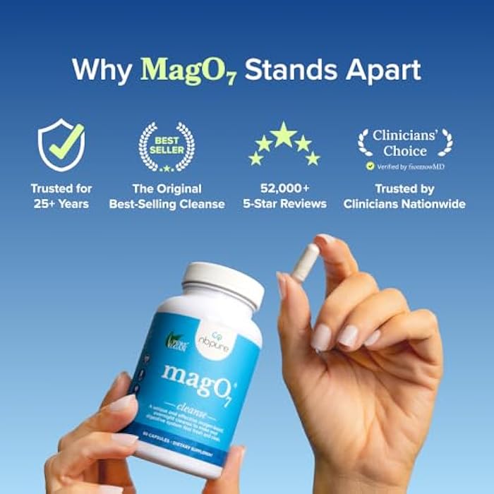 nbpure MagO7 - Natural Colon Cleanse & Detox | Occasional Constipation Relief, Stool Softening, & Bloating Support for Men & Women | Ozonated Magnesium Oxide, 90 Capsules - Image 4