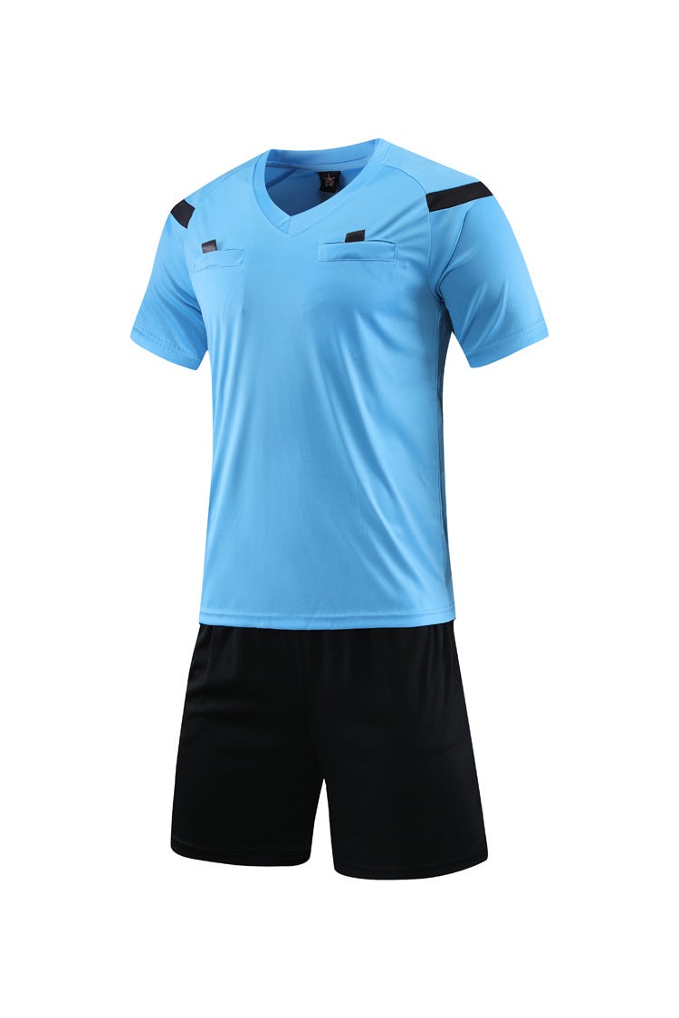 Generic Summer Referee Kit Mens Short Sleeve Soccer Uniform Lake Blue