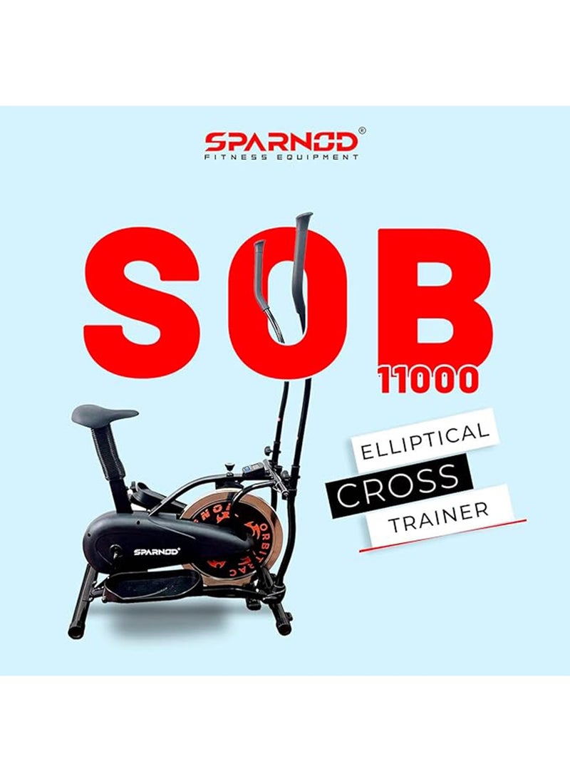 SOB-11000 2-in-1 Orbitrek Elliptical Cross Trainer Exercise Cycle - Ideal Cardio Workout Machine/Bike for Home with LCD Display, Adjustable Resistance, Seat adjustment, 7 kg Flywheel
