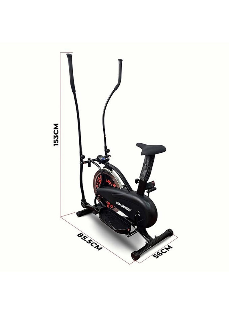 SOB-11000 2-in-1 Orbitrek Elliptical Cross Trainer Exercise Cycle - Ideal Cardio Workout Machine/Bike for Home with LCD Display, Adjustable Resistance, Seat adjustment, 7 kg Flywheel