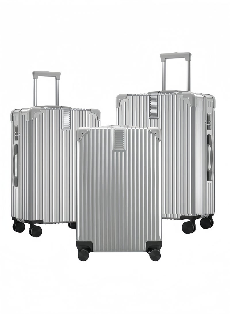 GGEROU Luggage Sets,Expandable Hardshell Luggage,3-piece (20/24/28)" Suitcase Sets,with Universal Wheels, Lightweight Travel Luggage with Lock, Silver - Image 1