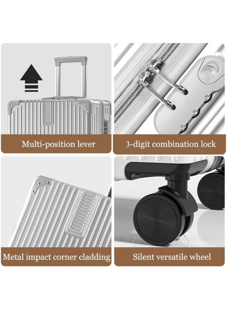 GGEROU Luggage Sets,Expandable Hardshell Luggage,3-piece (20/24/28)" Suitcase Sets,with Universal Wheels, Lightweight Travel Luggage with Lock, Silver - Image 4