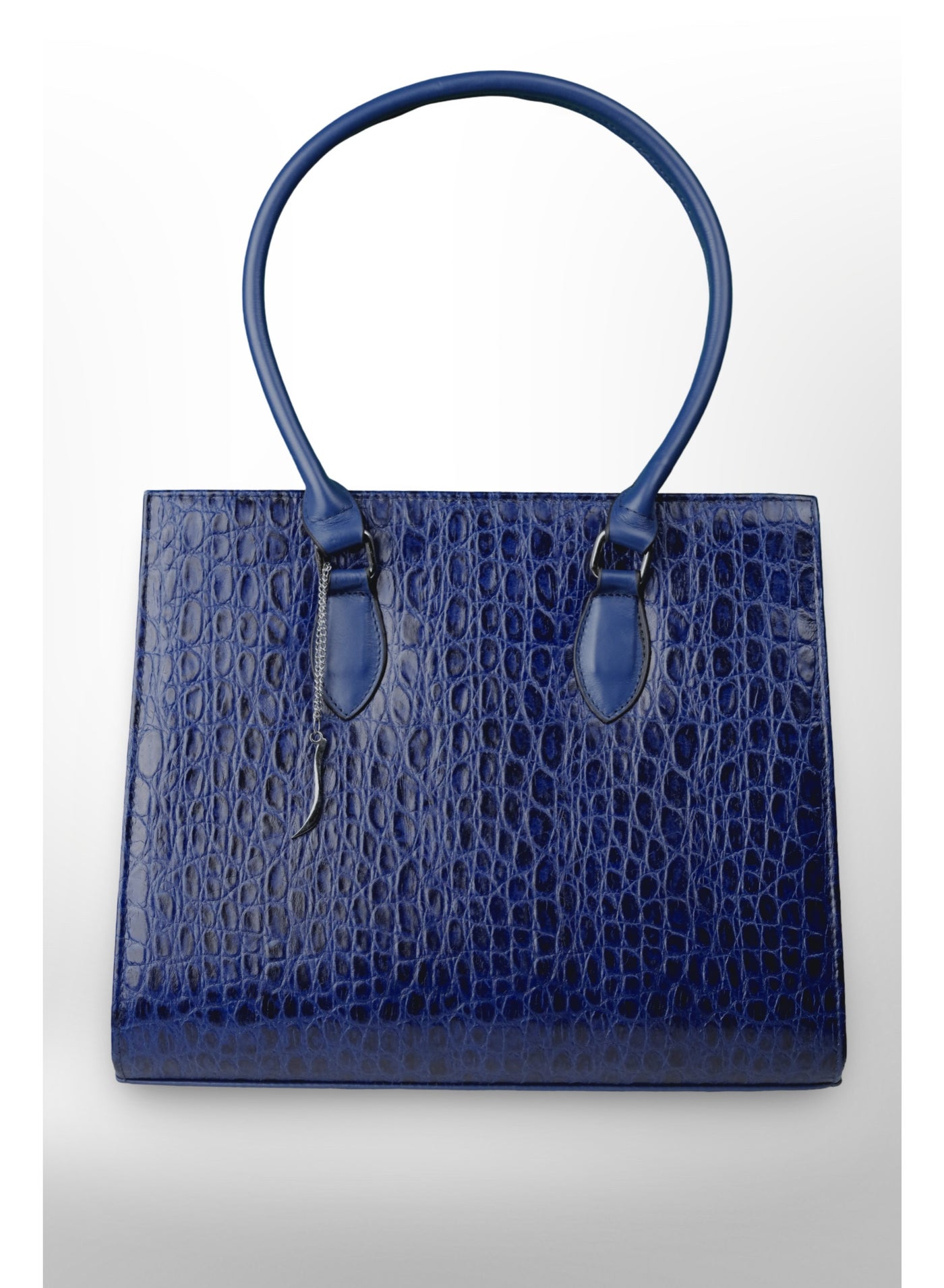 Genuine Leather Shoulder Bag Zad Blue with laptop pocket up to 14"