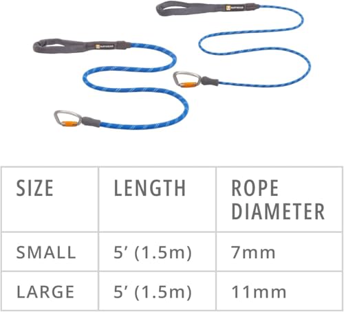 Ruffwear KnotaLeash ClimbingInspired Rope Leash 5 ft Reflective Rope Secure AutoLocking Swivel Carabiner Tubular Handle Accessory Loop for PickUp Bags Blue Pool Small - Image 3