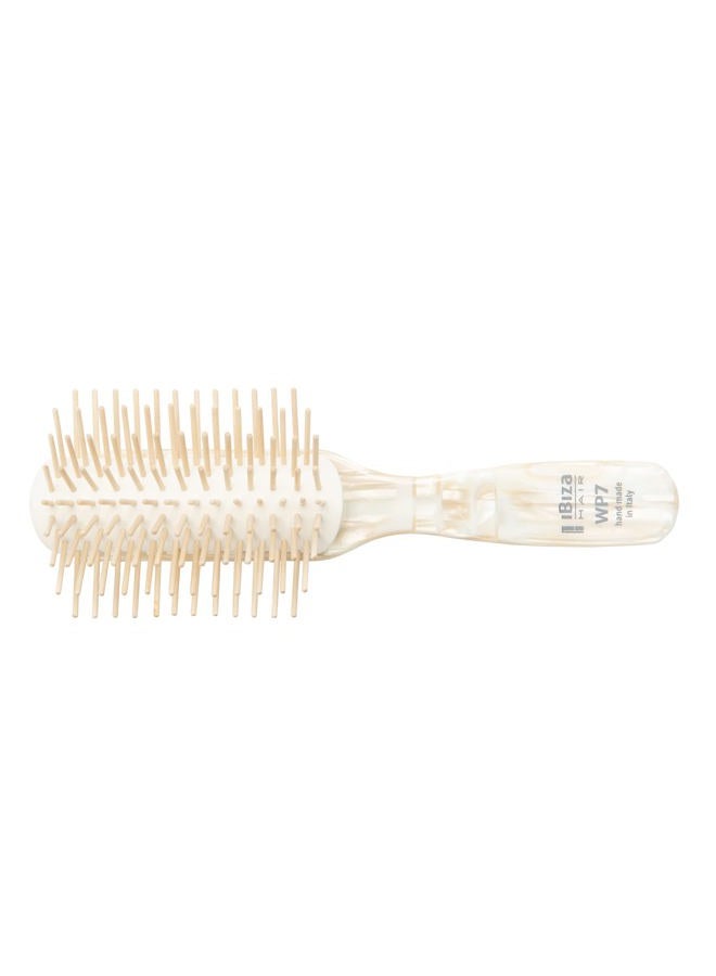 Ibiza Hair Detangling Brush with Wooden Pins (Pearl WP7) | Stimulates Scalp & Reduces Drying Time | Ideal for All Hair Types - Image 1