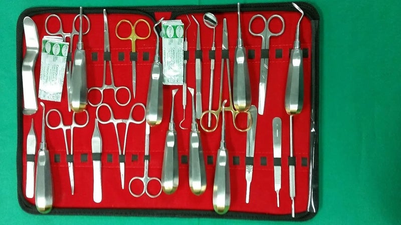 CYNAMED 37 PCS Premium Basic Oral Dental Elevator Forceps Needle Holder Scalpel Set KIT - Image 1