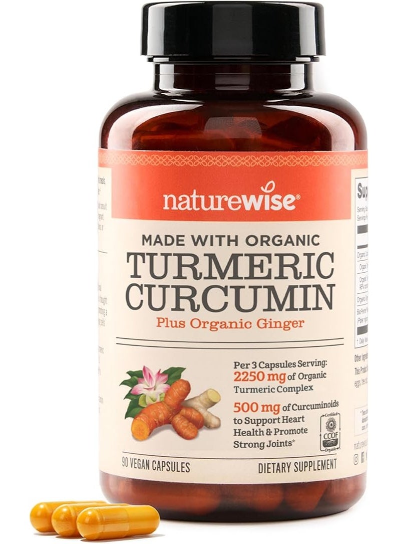 NatureWise Curcumin Turmeric 2250mg | 95% Curcuminoids & BioPerine Black Pepper Extract | Advanced Absorption for Cardiovascular Health Joint Support | Gluten Free Non-GMO [1 Month Supply - 90 Count] - Image 1