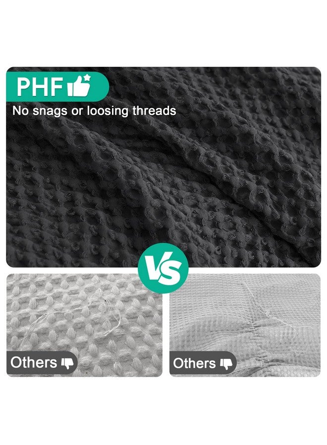 PHF 3 Pieces Waffle Weave Comforter Set Queen Size, Lightweight Breathable Comfy Bedding Set for All Season, Ultra Soft Textured Comforter Set with 2 Pillow Shams, Black - Image 4