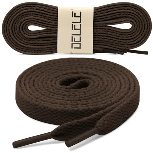 DELELE 2 Pair 47 inch Flat Shoe laces 5/16" Wide Shoelaces for Athletic Running Sneakers Shoes Boot Strings Brown - Image 2