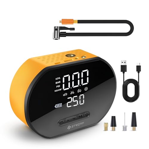 STRIFF AirEdge Tire Inflator Portable with 2-in-1 Rechargeable & Corded Power, 150 PSI Tyre Inflator with Digital Display, Air Pump with LED & Auto ShutOff, Ideal for Car, Bike, Cycle and Ball - Image 1