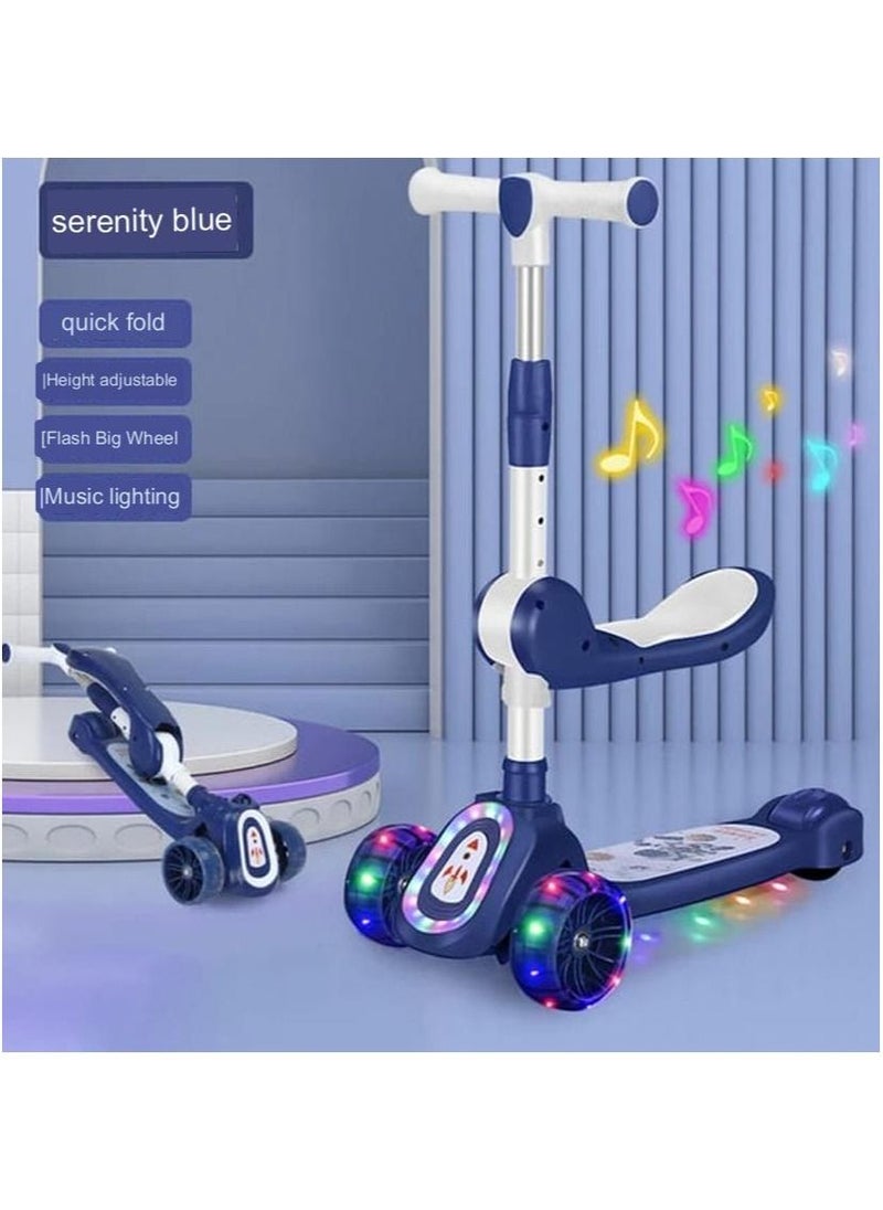 Generic - Kids Scooter,3 Wheels Folding Kick Scooter for Ages 3-14 Years Old Kids,Adjustable Handlebars and Light-Up Wheels Scooter for Toddler Girls Boys - Image 1