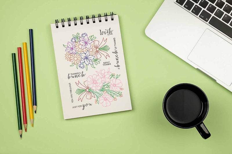 Hying Fall Flowers Clear Stamps and Dies for Card Making and Photo Album Decorations, Blessing Sentence Words Rubber Stamps Thanksgiving Flowers Cutting Die Seal for DIY Scrapbooking - Image 3