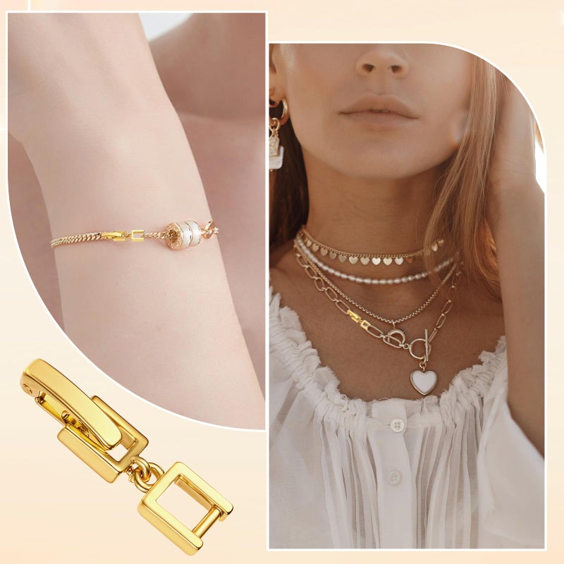 Eldraqth Foldover Clasp Extender Foldover Extension Jewelry Clasps 4 Pcs Gold Plated Fold Over Clasp Necklace Extension Clasps Metal Bracelets Extenders Small Fastener for Women Jewelry Making Repair Kit - Image 3
