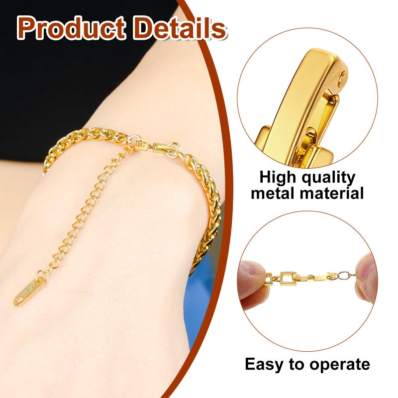 Eldraqth Foldover Clasp Extender Foldover Extension Jewelry Clasps 4 Pcs Gold Plated Fold Over Clasp Necklace Extension Clasps Metal Bracelets Extenders Small Fastener for Women Jewelry Making Repair Kit - Image 5