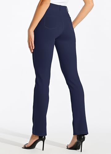 Willit 31" Women's Yoga Dress Pants Straight Leg Work Slacks Stretchy Office Casual Pants 4 Pockets Belt Loops Navy Blue XL - Image 2