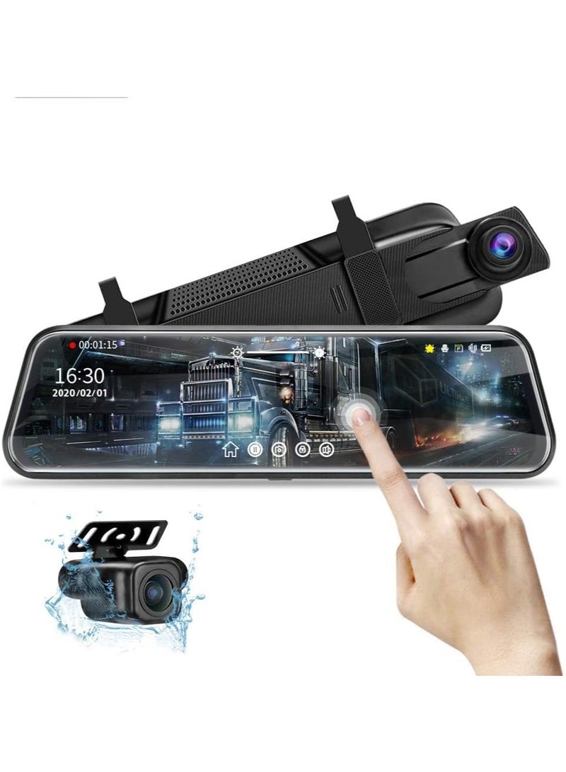 Generic 4K Rear View Mirror Camera, Full Touch Screen Mirror Dash Cam Front and Rear, 10-Inch 4K with WIFI and GPS (Upgraded Version)  - Image 1