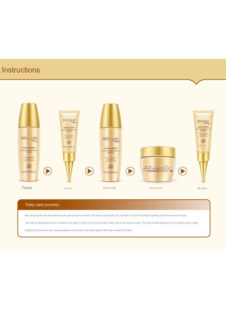 BIOAOUA (Toner + Eye Cream + Essence Milk + Essence Cream + BB Cream) Travel Size Skin Care Set - Image 2