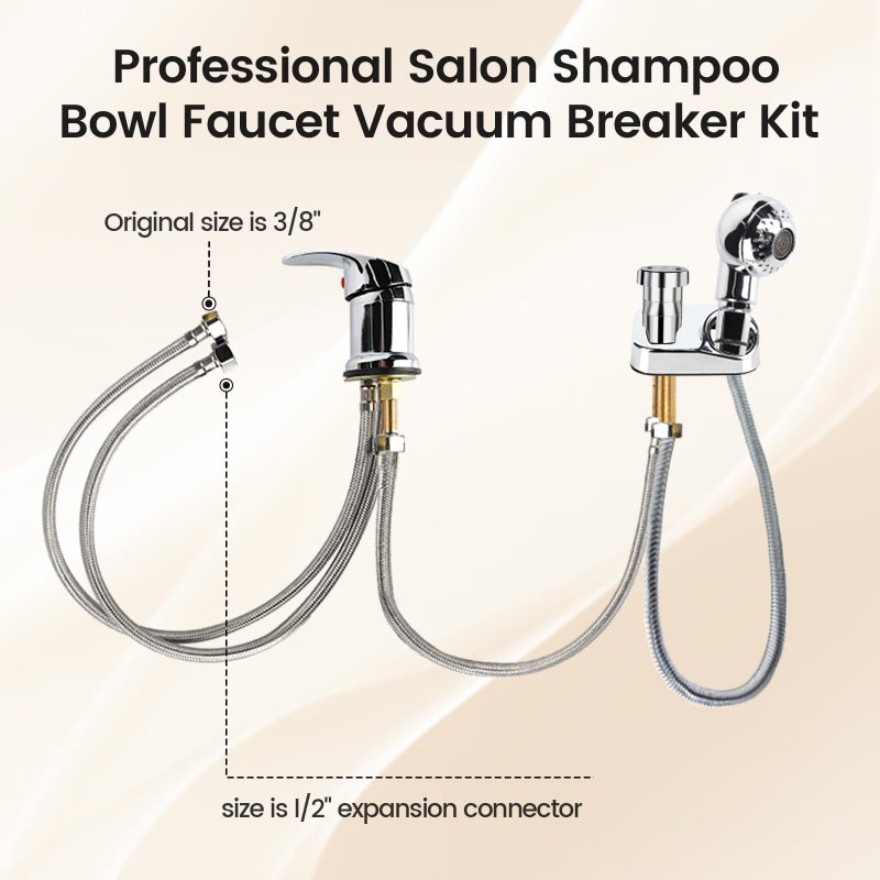Toriexon Salon Shampoo Bowl Faucet Vacuum Breaker Kit  Faucets For Shampoo Bowls With Hose And Sprayer Replacement Part  Hair Salon Faucet Sprayer Hose Set - Image 2