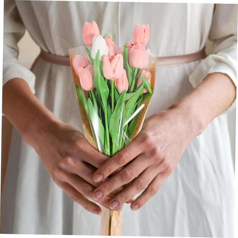 SMASOLO 50Pcs Transparent Paper Flower Bags for Bouquet Wrapping Floral Packaging Party Supplies - Image 5