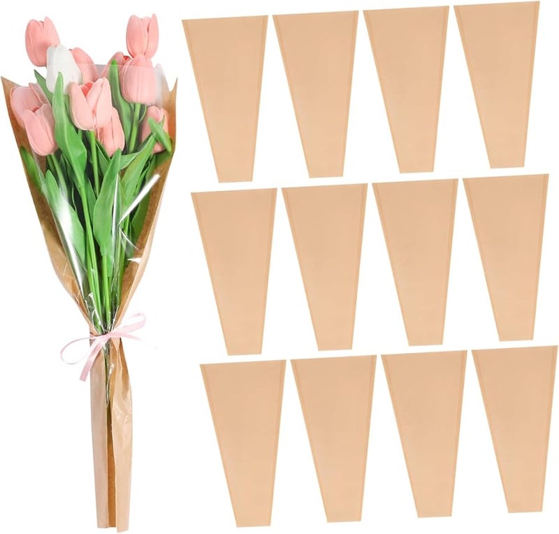 SMASOLO 50Pcs Transparent Paper Flower Bags for Bouquet Wrapping Floral Packaging Party Supplies - Image 1