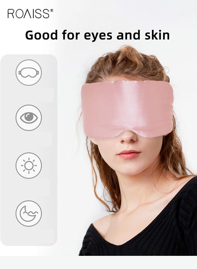 roaiss Silk-like Travel Eye Mask, Cool and Soft Long Fit for Skin Contact, Full Coverage for Eye Protection and Light Blocking, Comfortable Sleep Without Ear Pressure or Foreign Body Sensation, Pink - Image 2