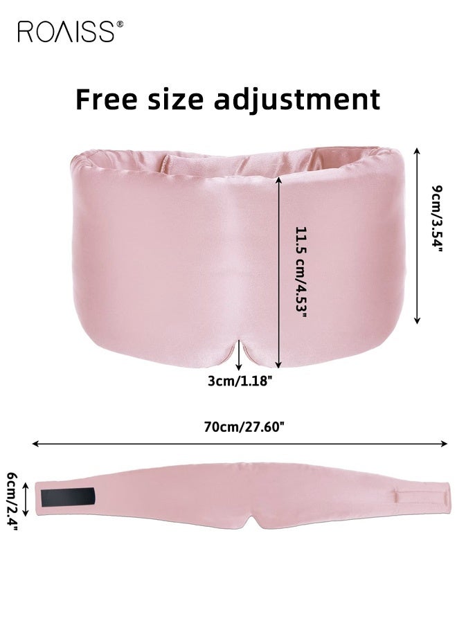 roaiss Silk-like Travel Eye Mask, Cool and Soft Long Fit for Skin Contact, Full Coverage for Eye Protection and Light Blocking, Comfortable Sleep Without Ear Pressure or Foreign Body Sensation, Pink - Image 3