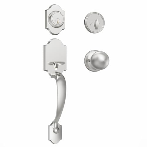 Estmoon Front Door Lock and Deadbolt Set, Satin Nickel Exterior Door Handle with Interior Door Knob for Front Doors, Entry Door Handle and Single Cylinder Deadbolt Reversible for Left&Right Hand Doors - Image 1