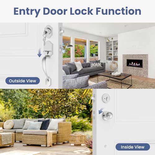 Estmoon Front Door Lock and Deadbolt Set, Satin Nickel Exterior Door Handle with Interior Door Knob for Front Doors, Entry Door Handle and Single Cylinder Deadbolt Reversible for Left&Right Hand Doors - Image 3