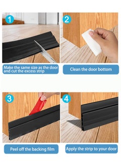 S-Color 2 Pack Door Draft Stopper Under Door Sweeper Seal Blocker Weather Stripping Soundproof Rubber Bottom Seal with Wider Strong for Interior Exterior Doors 1M Black  - Image 5