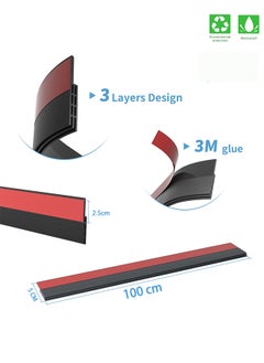 S-Color 2 Pack Door Draft Stopper Under Door Sweeper Seal Blocker Weather Stripping Soundproof Rubber Bottom Seal with Wider Strong for Interior Exterior Doors 1M Black  - Image 2