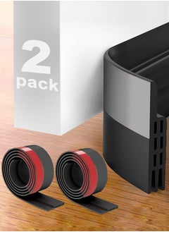 S-Color 2 Pack Door Draft Stopper Under Door Sweeper Seal Blocker Weather Stripping Soundproof Rubber Bottom Seal with Wider Strong for Interior Exterior Doors 1M Black  - Image 1