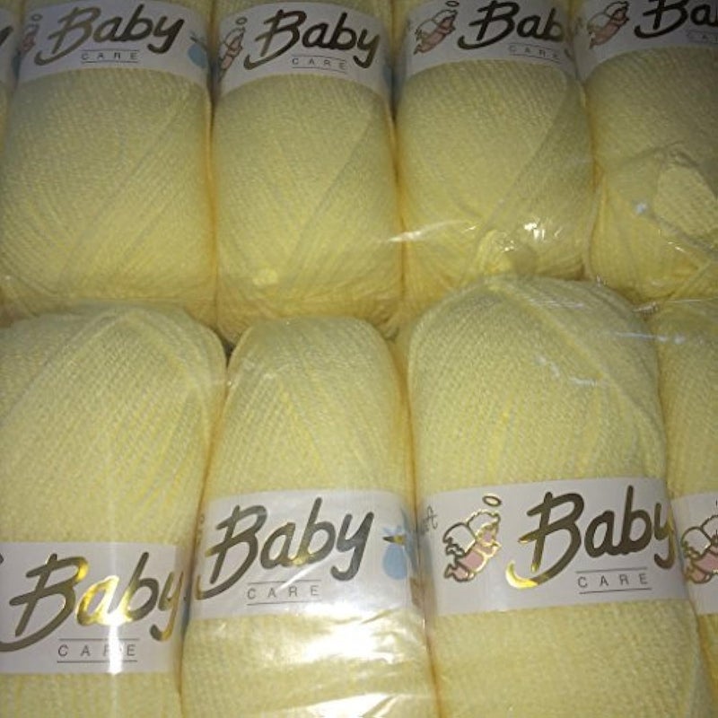 Baby Care 5 x 100g Wool Craft Baby care DK Yarn Knitting Pattern lemon yellow
