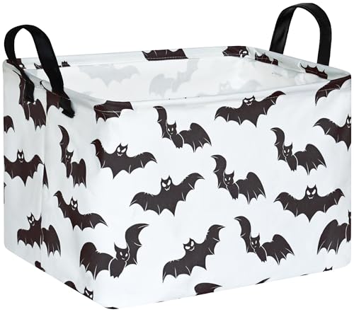 FUULOXE Halloween Bat Storage Basket with Handles Open GiftsCandy Spooky Basket stuffers for Kids Baby Collapsible Women Organizer Bins Toys Boxes for Shelves Home Office - Image 1