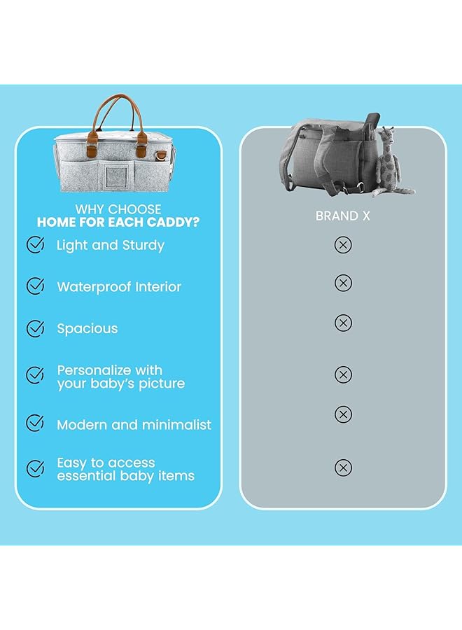 TRASSLE Baby Diaper Caddy Organizer With Lid Multiple Compartments Baby Caddy Waterproof Diaper Tote Bag  - Image 2