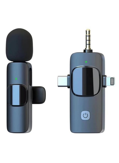 New Wireless Lavalier Microphone compatible with iPhone, Laptop, Android Phone, Camera – 3 in1 Wireless Receiver+ Mic for Podcast, Video Recording (3in1+1mic)