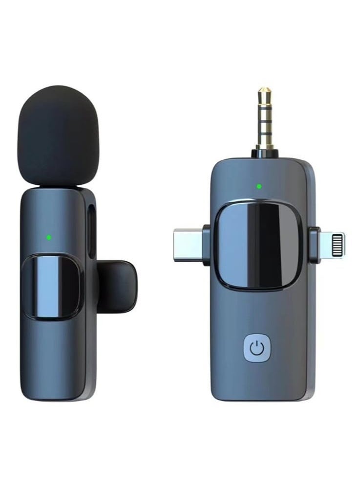 Anmi New Wireless Lavalier Microphone compatible with iPhone, Laptop, Android Phone, Camera – 3 in1 Wireless Receiver+ Mic for Podcast, Video Recording (3in1+1mic)  - Image 1