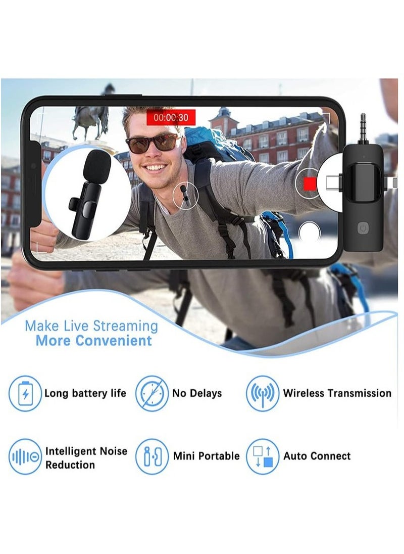 Anmi - New Wireless Lavalier Microphone compatible with iPhone, Laptop, Android Phone, Camera – 3 in1 Wireless Receiver+ Mic for Podcast, Video Recording (3in1+1mic) - Image 1