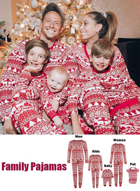 Christmas Family Matching Pajamas Classical Nightwear Sleepwear Sets Long Sleeve Pjs for for Adults Kids and Baby Holiday Xmas Sleepwear Set (Men)