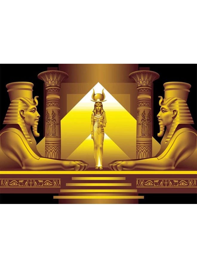BELECO 2.1x1.5m Fabric Golden Egypt Temple Backdrop Palace Hall Stairway Egyptian Pyramid Pharaoh Sphinx Egypt Queen Cleopatra Photo Background Wallpaper Egypt Party Decor Portrait Shooting - Image 1