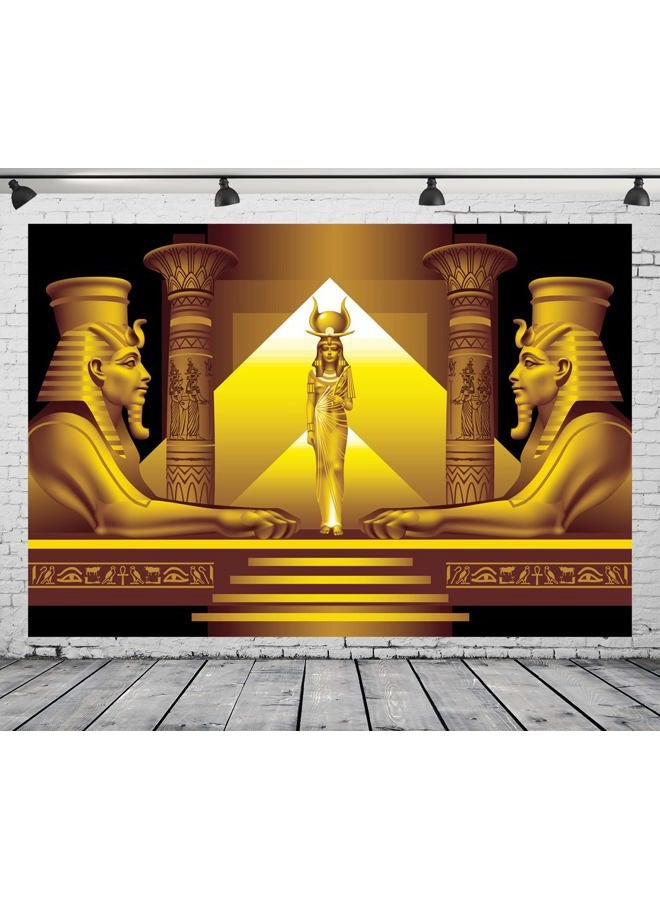 BELECO 2.1x1.5m Fabric Golden Egypt Temple Backdrop Palace Hall Stairway Egyptian Pyramid Pharaoh Sphinx Egypt Queen Cleopatra Photo Background Wallpaper Egypt Party Decor Portrait Shooting - Image 2