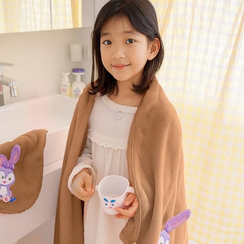 MAXOSHINE Microfiber Kids Bath Towels Quick Dry Super Absorbent Super Soft Bath Towel for Babies Toddler-Baby Towel for Boys and Girls (Pack of 1, Brown) - Image 3
