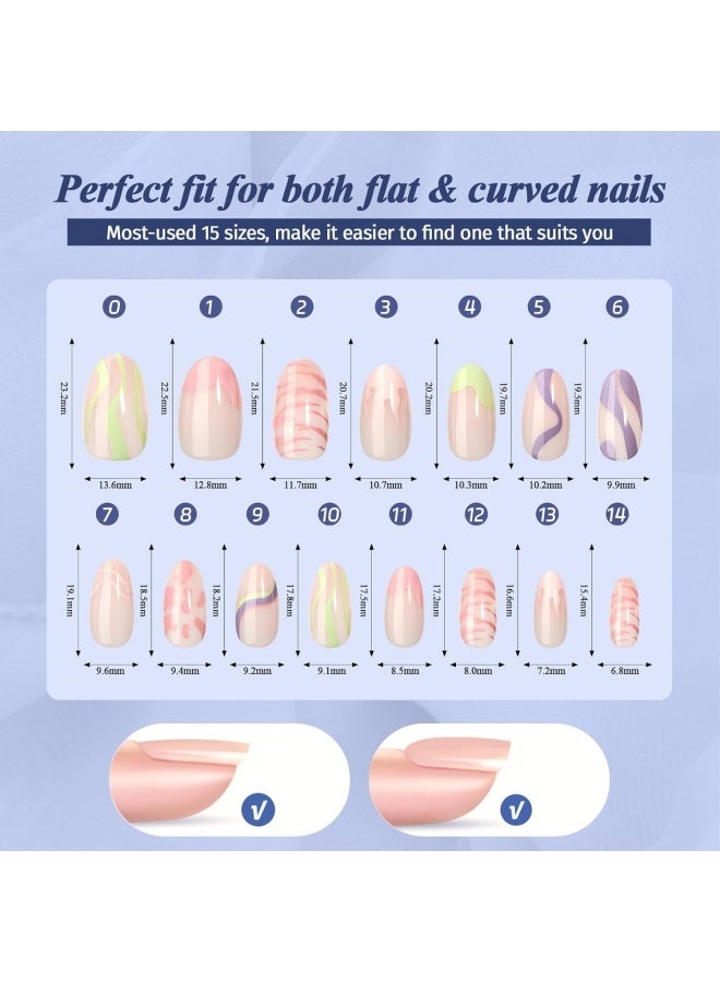 Anglicolor 30 Pieces Press On Nails, Seamless and Removable Nail Stickers, French Pastel Press On Nails, Reusable False Nails, Fack Nails, 15 Sizes - A101 - Image 5