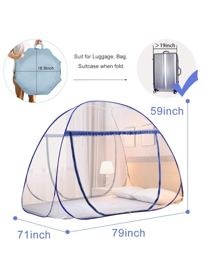 AMMER Portable Pop-Up Mosquito Net Tent for Bed Baby Adults Trip, L79 x W71 x H59 inch Large Folding Mosquito Netting with Net Bottom, 2 Entries, Suit for Twin to King Size Bed - Image 2