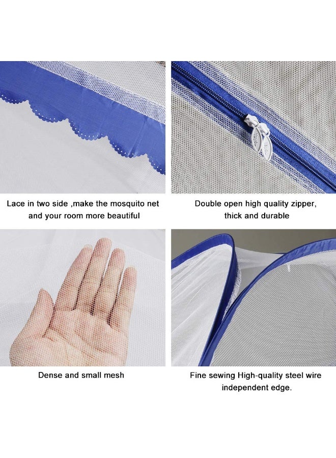 AMMER Portable Pop-Up Mosquito Net Tent for Bed Baby Adults Trip, L79 x W71 x H59 inch Large Folding Mosquito Netting with Net Bottom, 2 Entries, Suit for Twin to King Size Bed - Image 5