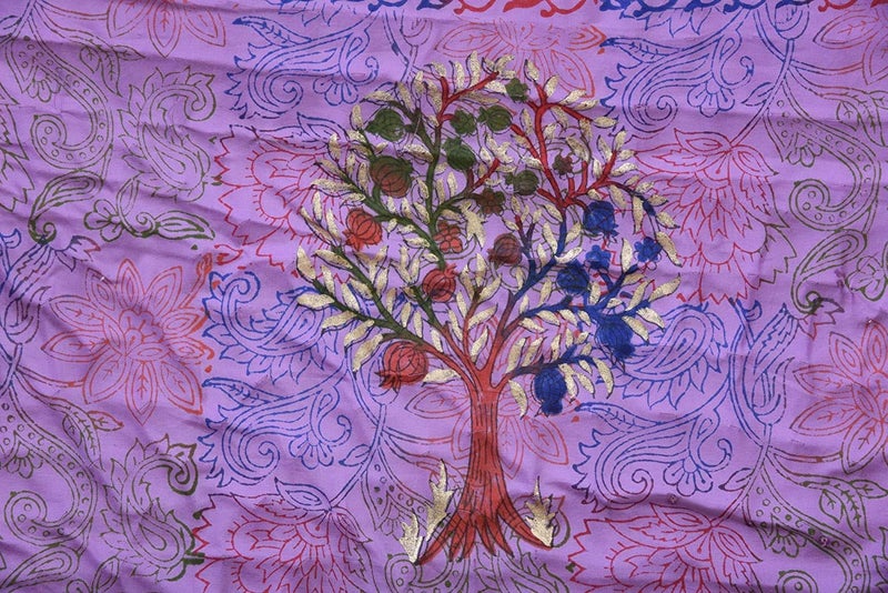 Hopee Shop Hand Block Tree with Gold Printed Cotton RazaiKing Size Pure Cotton Unique Jaipuri Quilt for HomeDouble Bed Rajasthani Rajai 90x105 Inches - Image 3