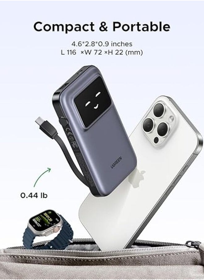 UGREEN ECO - UGREEN Uno QPro 10000mAh 30W Power Bank with Built-in USB-C Cable - Image 1